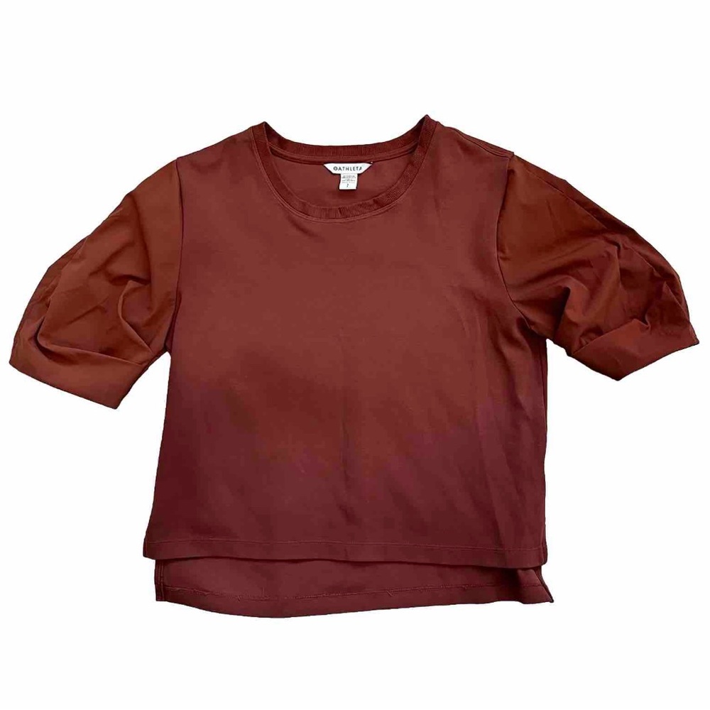 ATHLETA Harlow Hybrid Tee Size Small Feminine Dainty Puff Gathered Sleeve - Picture 2 of 7